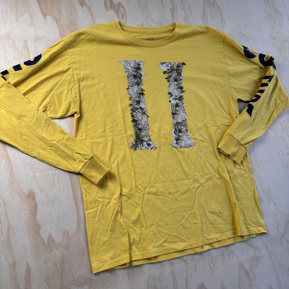 Migos Culture II Shirt Mens Large Yellow Floral Graphic‎ Long Sleeve Tee T-Shirt